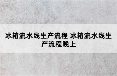 冰箱流水线生产流程 冰箱流水线生产流程晚上